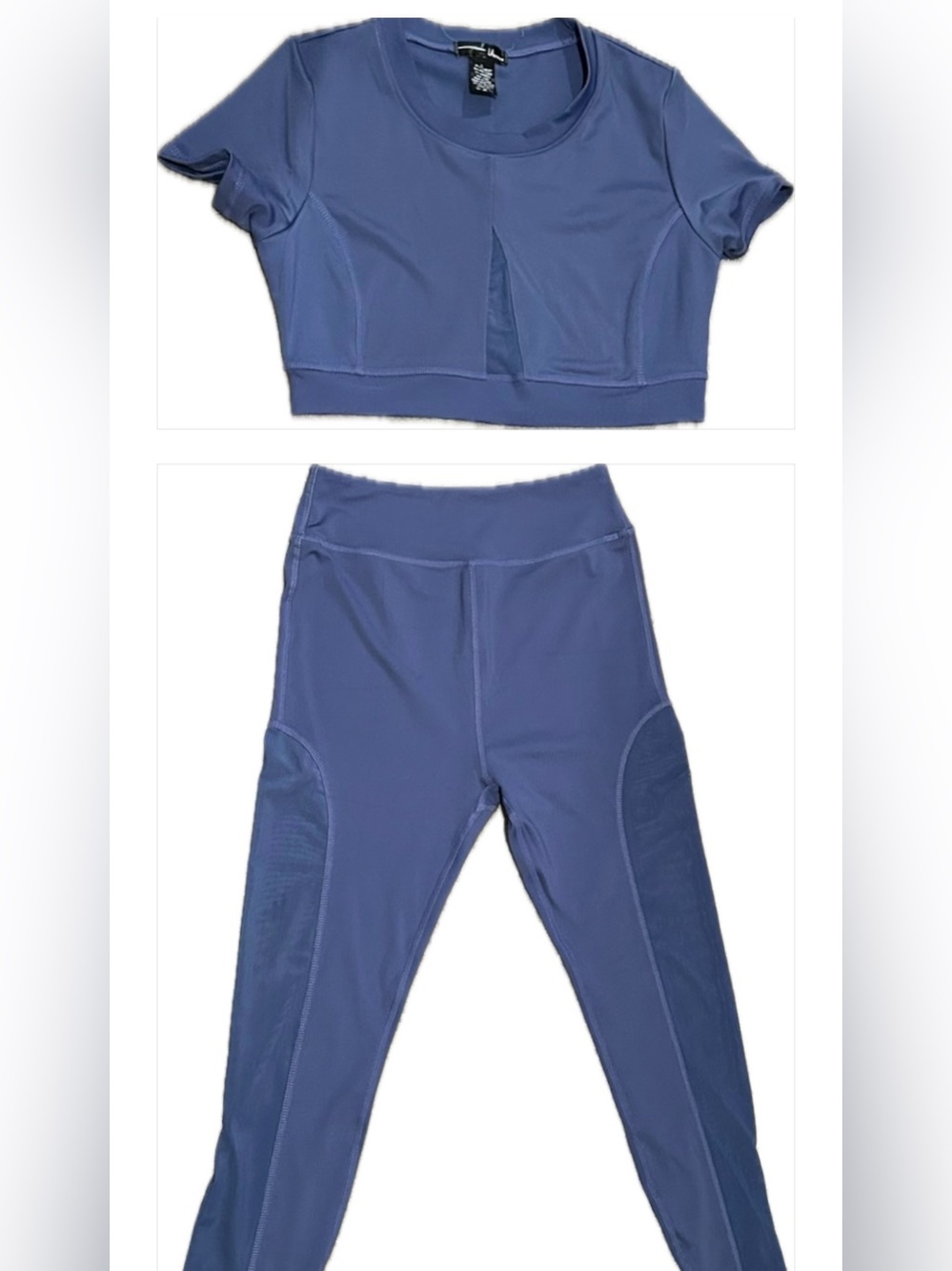Blue Active Leggings - Stretch Performance Bottoms and Matching Top